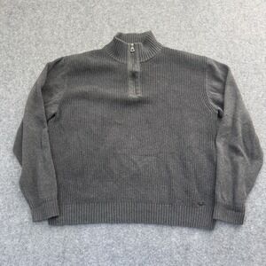 Weatherproof Vintage Shaker Stitch Cotton 1/4 Zip Mock Henley Gray Mens Large